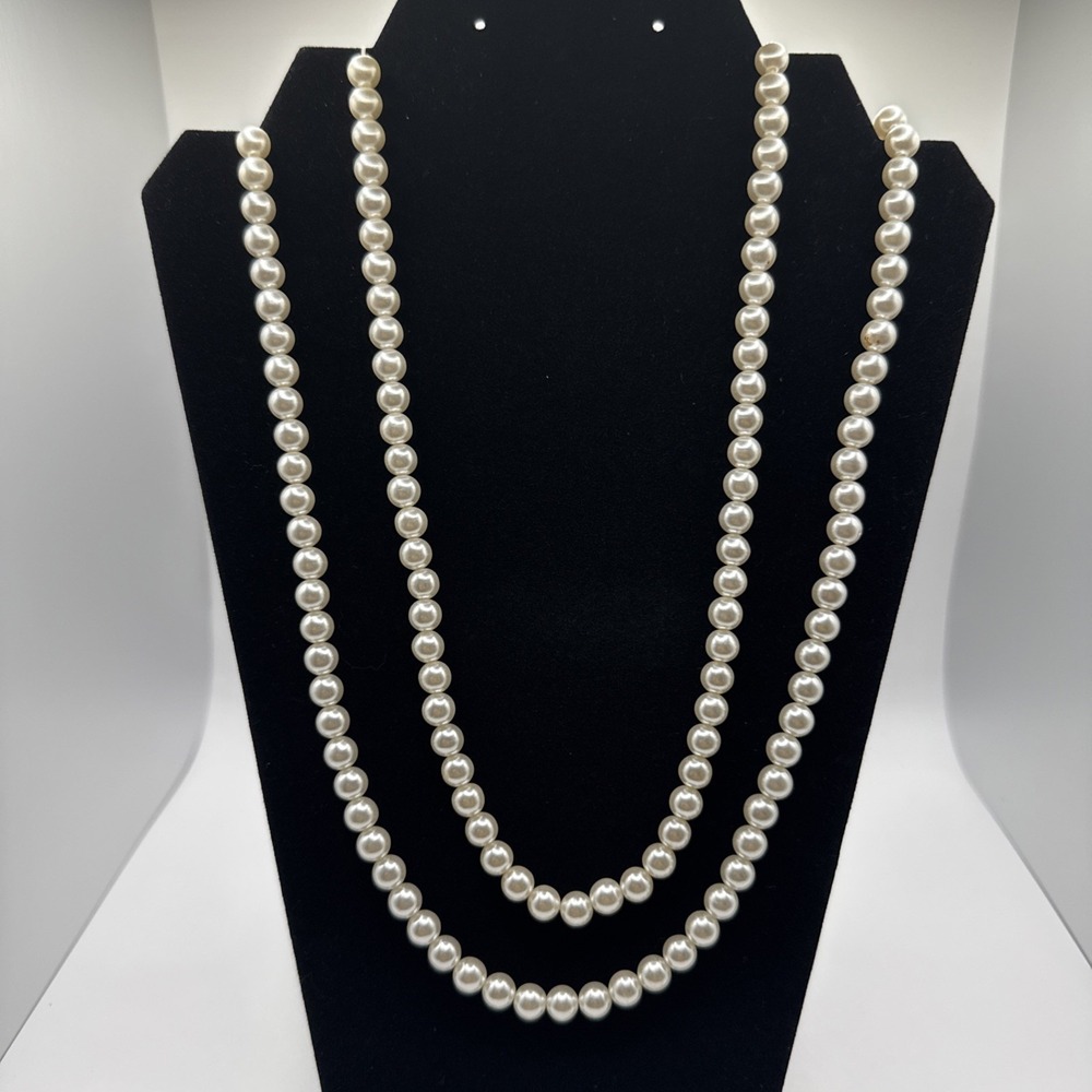 Vintage Double Strand Faux Pearl Necklace - Made In‎ Japan - 23"